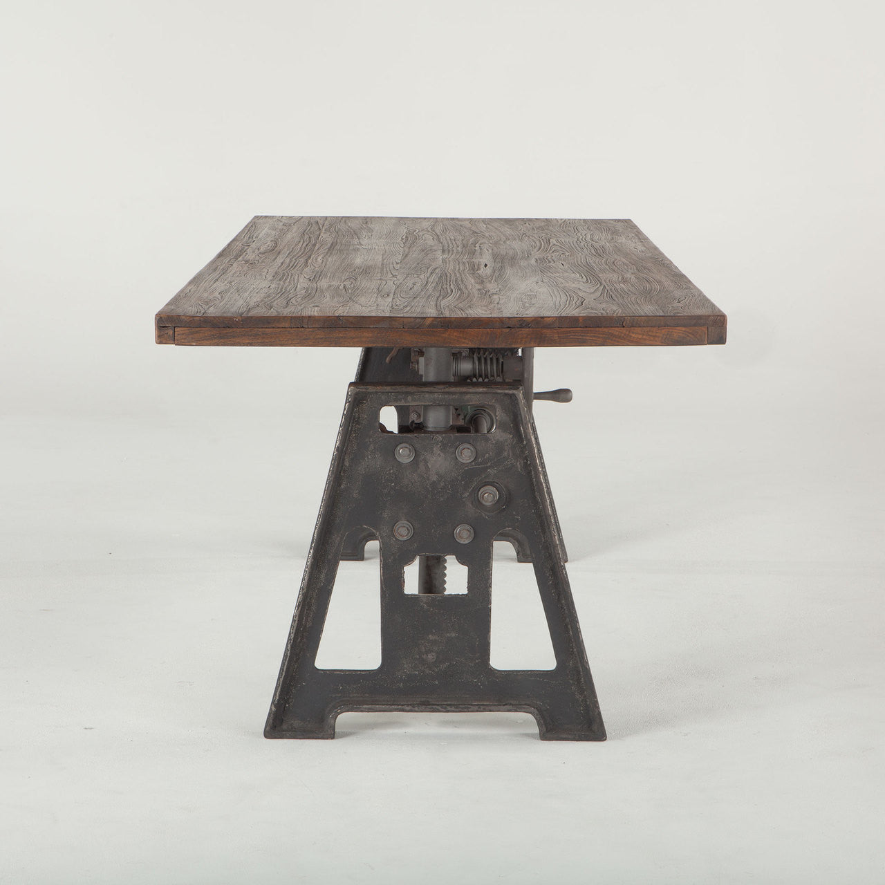 Steampunk Industrial Crank + Wood Top Work Table 84"