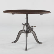 Steampunk Industrial Wood Top Round Crank Table 46"