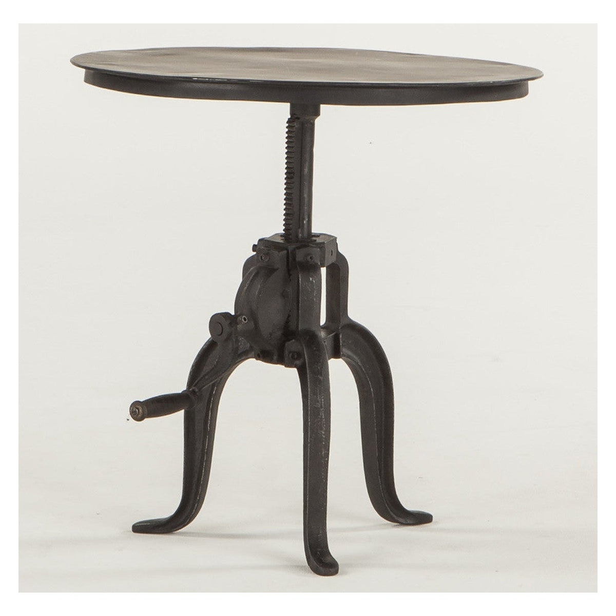 Steampunk Industrial Crank Adjustable Round End Table 24"