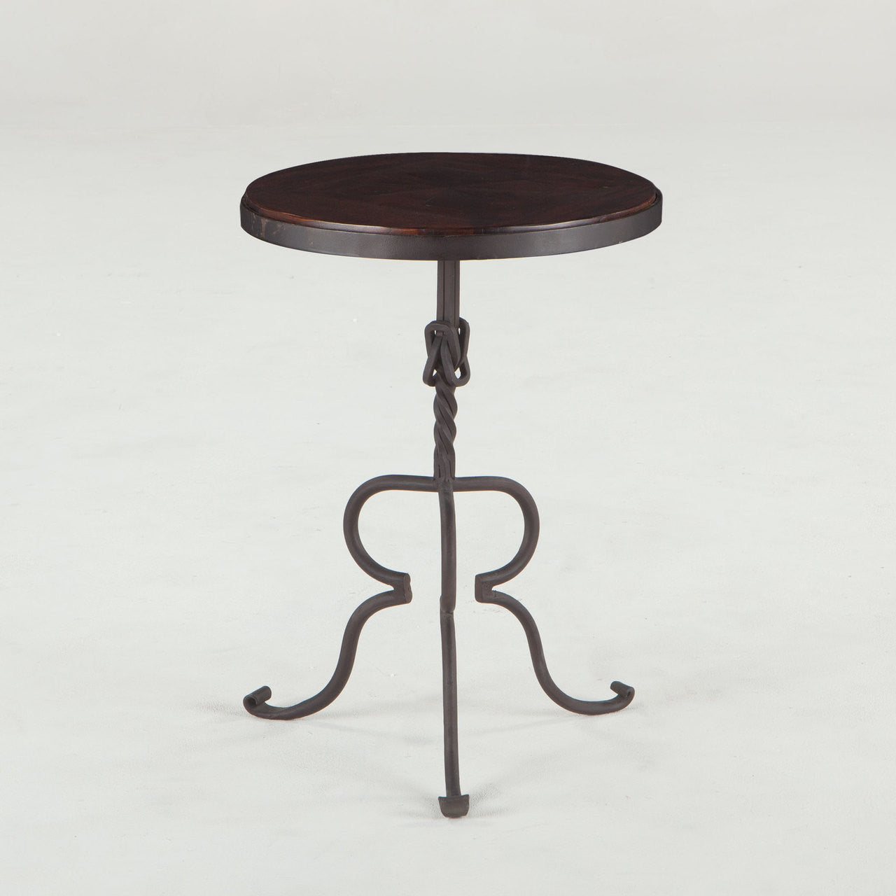 Industrial Loft Iron + Wood Round Side Table 17"