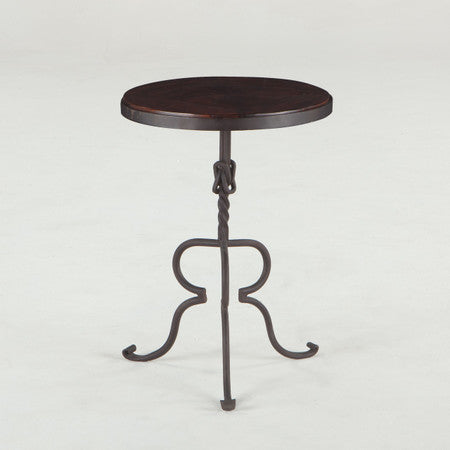 Industrial Loft Iron + Wood Round Side Table 17"