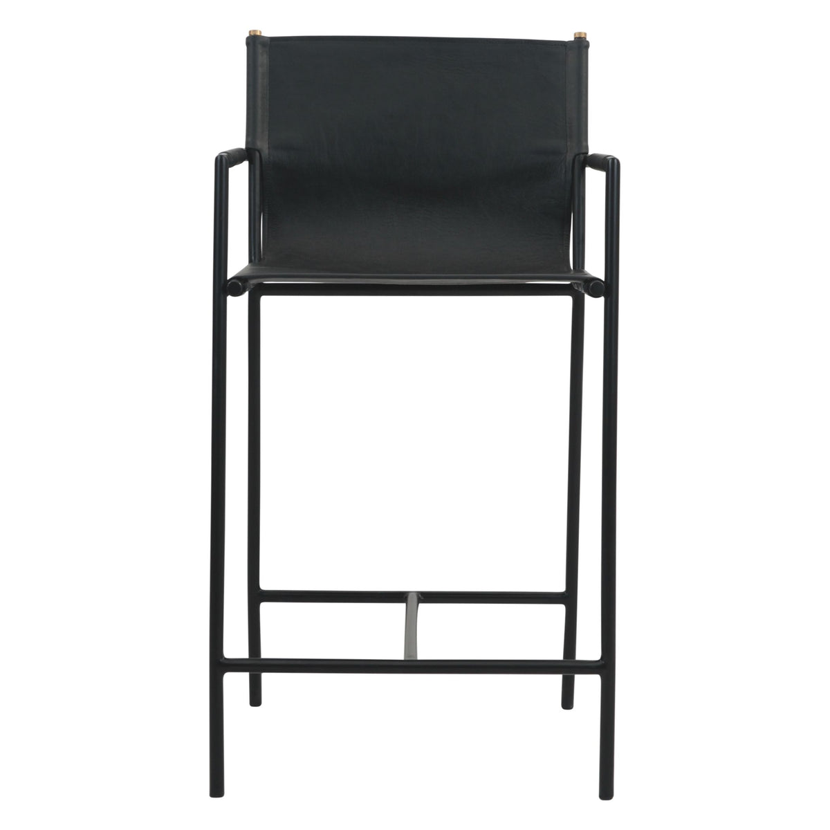 Irvine 20" Counter Armchair in Black Leather and Iron - image 2