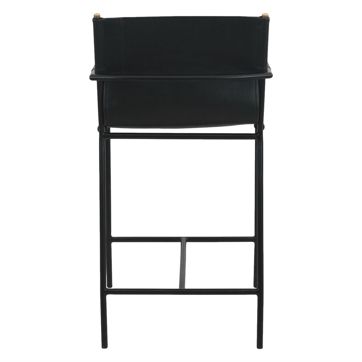 Irvine 20" Counter Armchair in Black Leather and Iron - image 4
