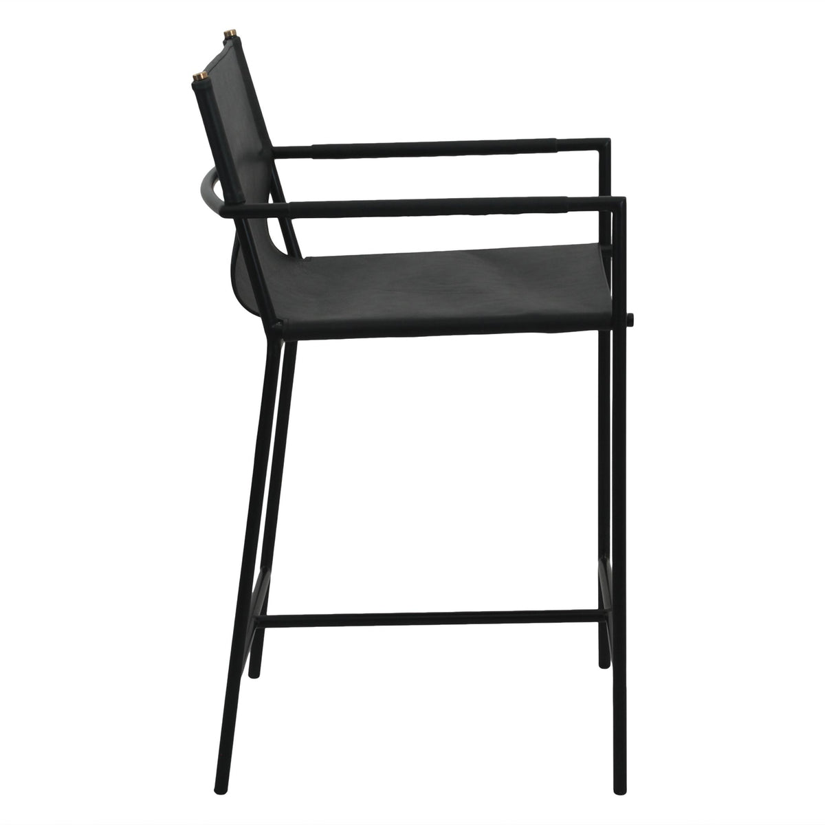Irvine 20" Counter Armchair in Black Leather and Iron - image 3