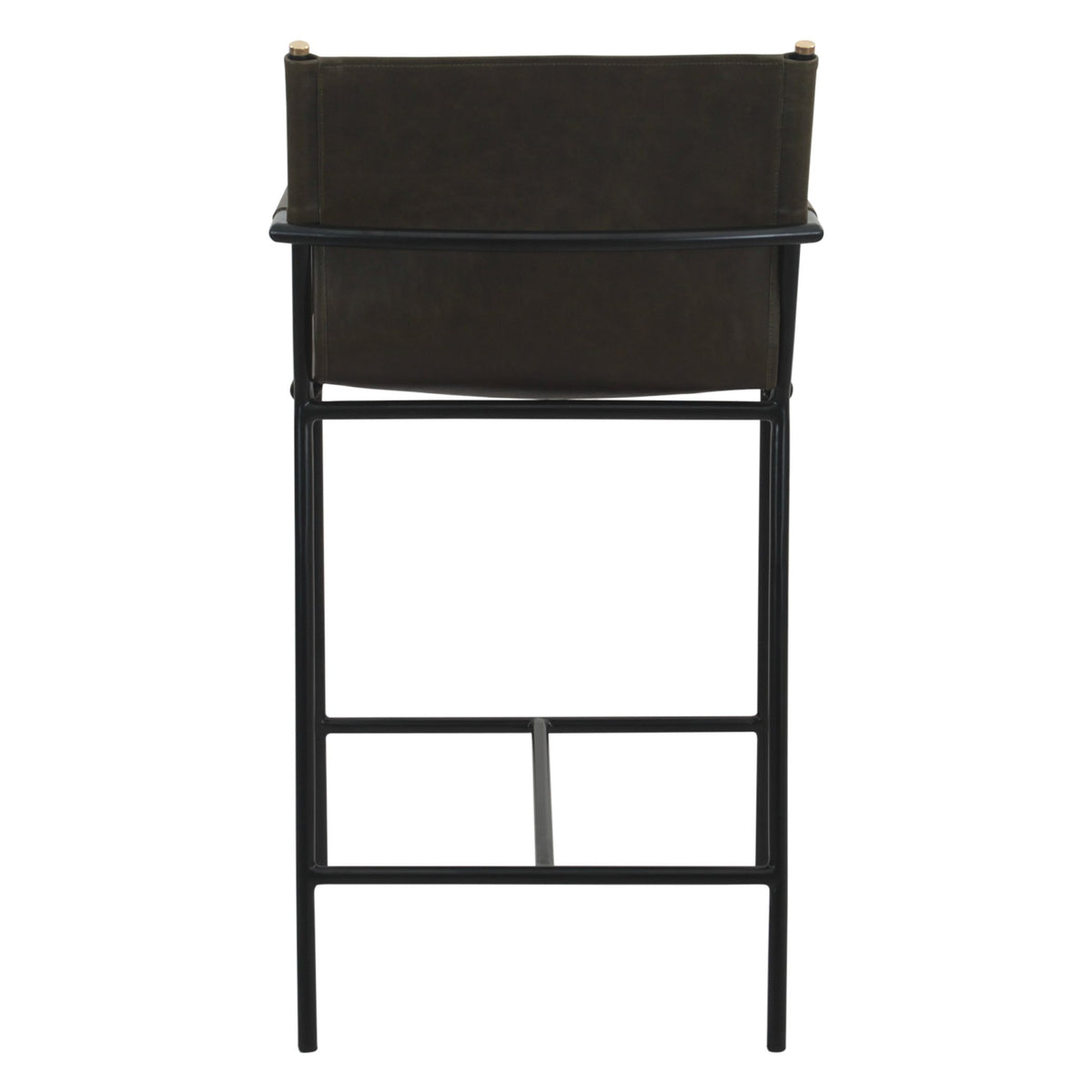 Irvine 20" Counter Armchair in Olive Green Leather and Iron - image 4