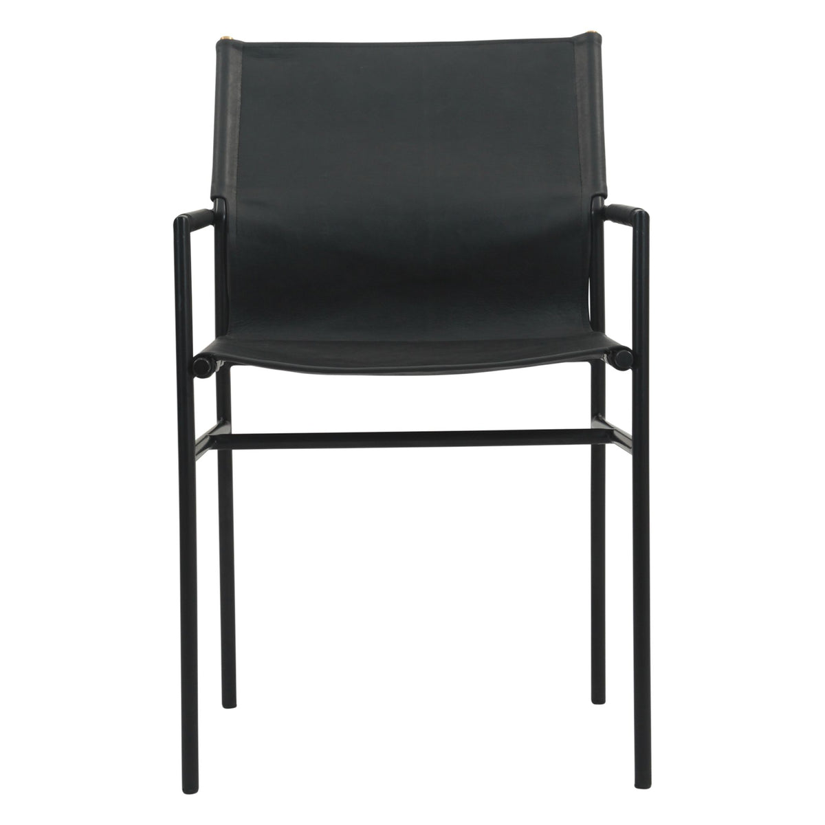 Irvine 20" Dining Armchair in Black Leather and Iron - image 2