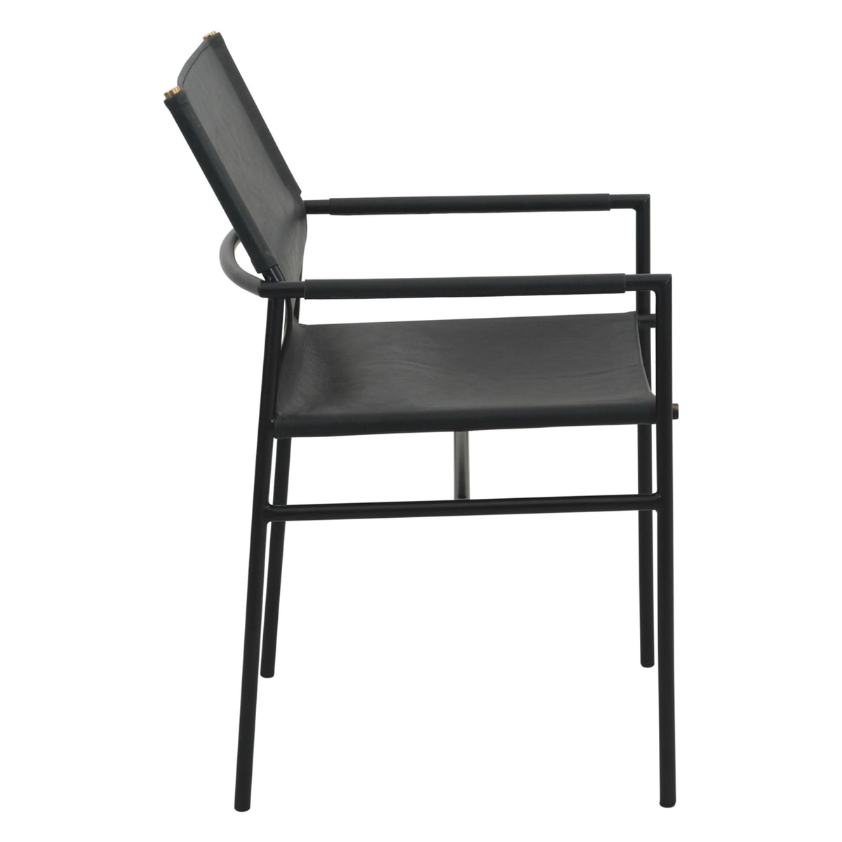 Irvine 20" Dining Armchair in Black Leather and Iron - image 3