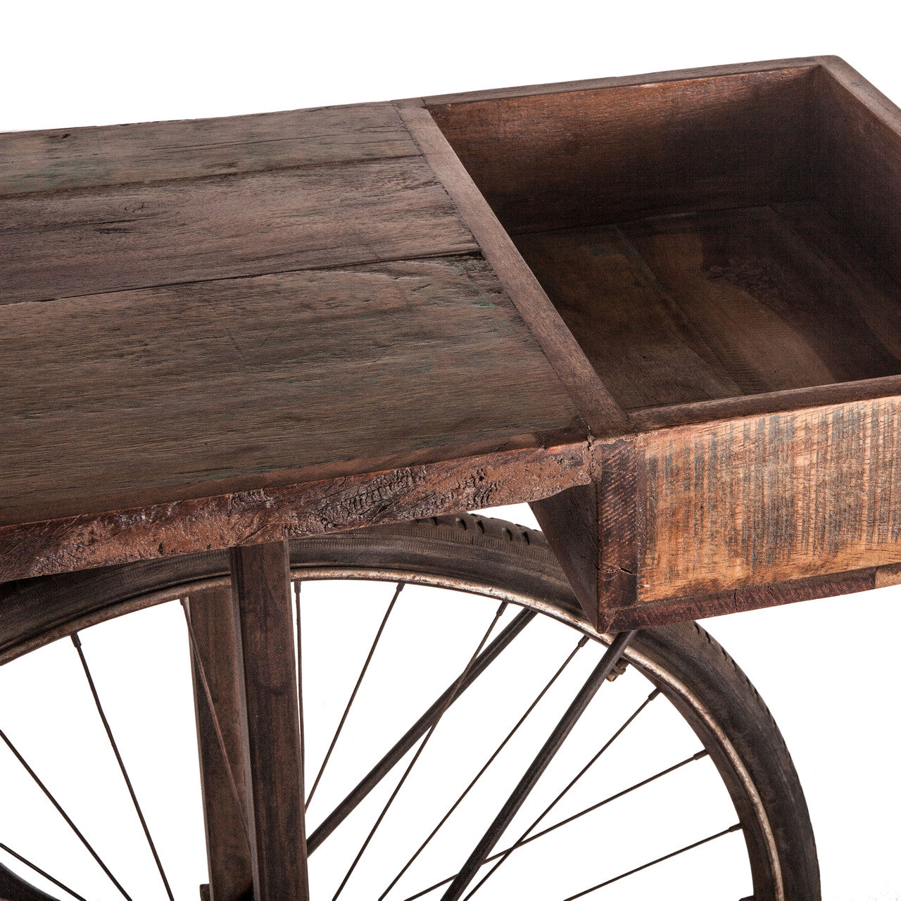Industrial Teak 71" Bicycle Console Table in Walnut