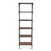 Industrial Teak 80" Wheeled Bookshelf in Natural Reclaimed Wood