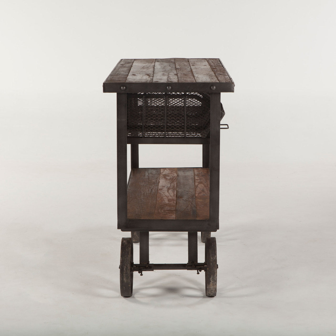  Industrial Teak + Iron Rolling Kitchen Cart 36"