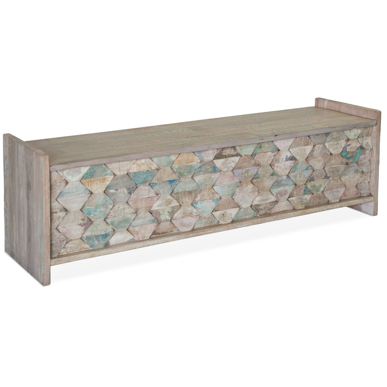 Shabby Chic Vintage Reclaimed Teak Storage Bench 60