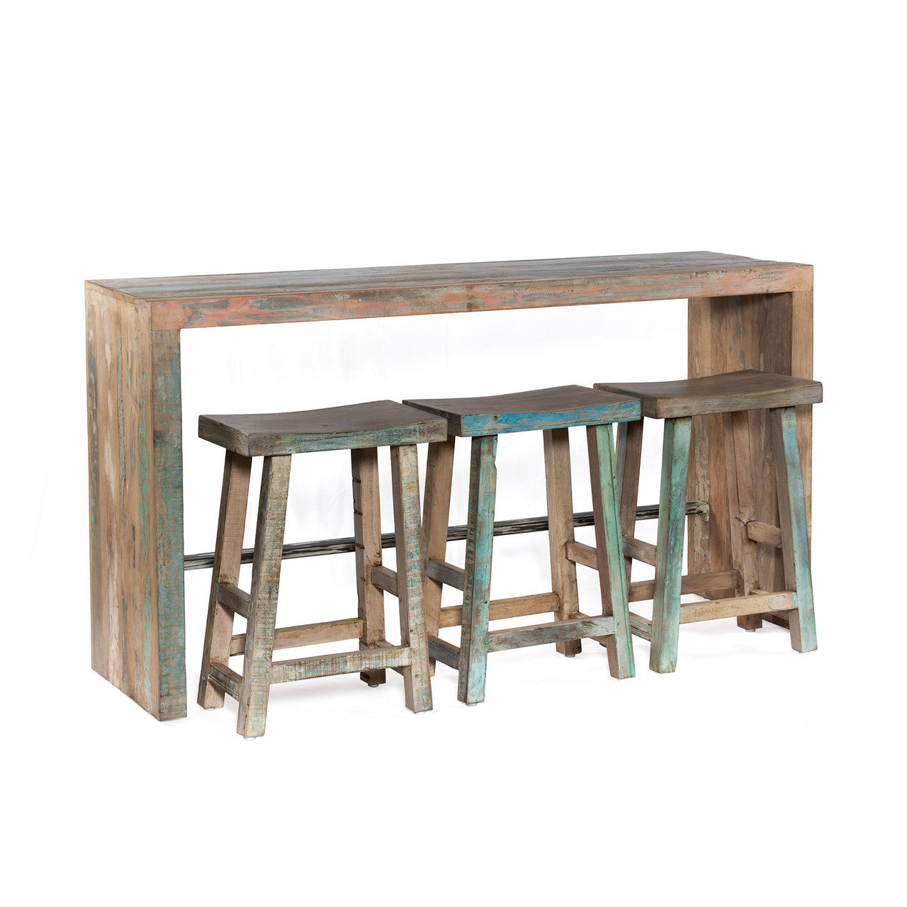 Ibiza 19" Counter Chair in Vintage Teal Reclaimed Wood