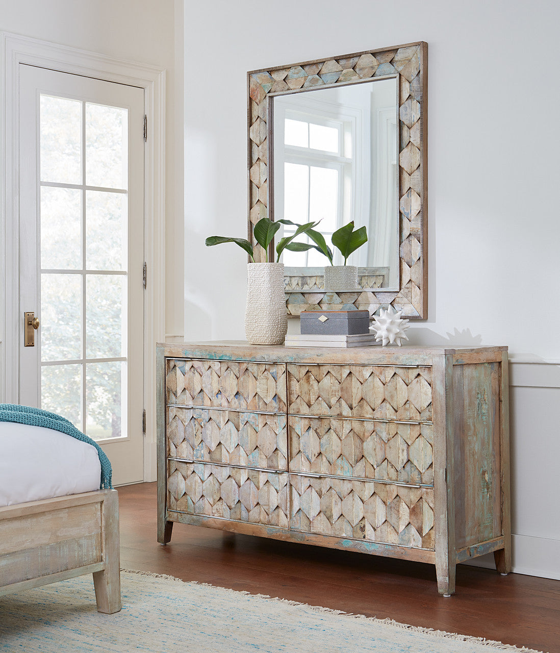 Ibiza 37" Mirror in Vintage Teal Reclaimed Wood