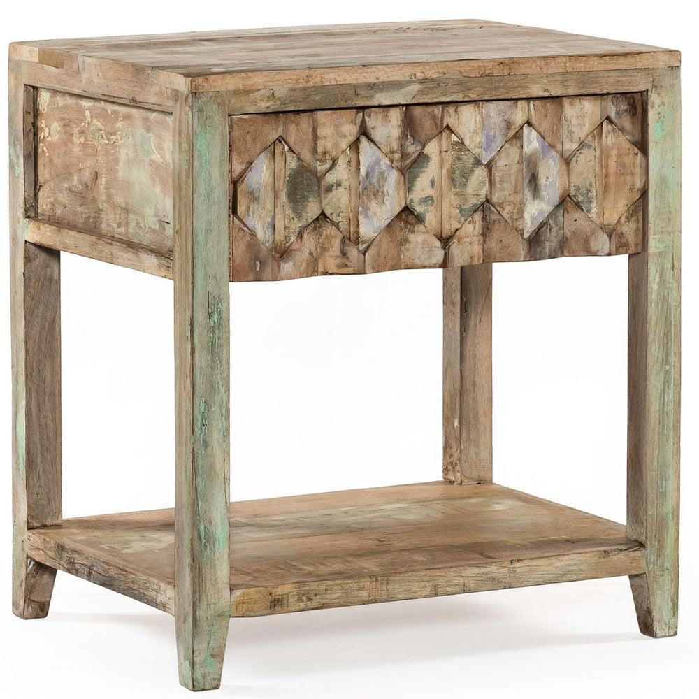 Shabby Chic Vintage Reclaimed Teak 1 Drawer Nightstand