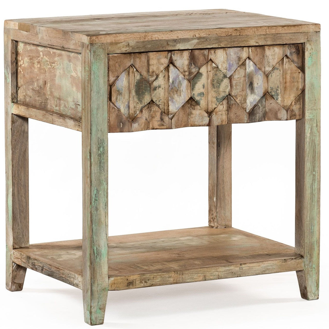 Shabby Chic Vintage Reclaimed Teak 1 Drawer Nightstand