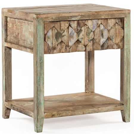 Shabby Chic Vintage Reclaimed Teak 1 Drawer Nightstand