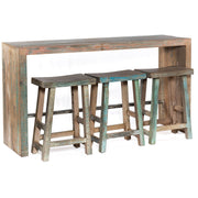 Shabby Chic Vintage Reclaimed Teak 4-PC Counter Height Table Set