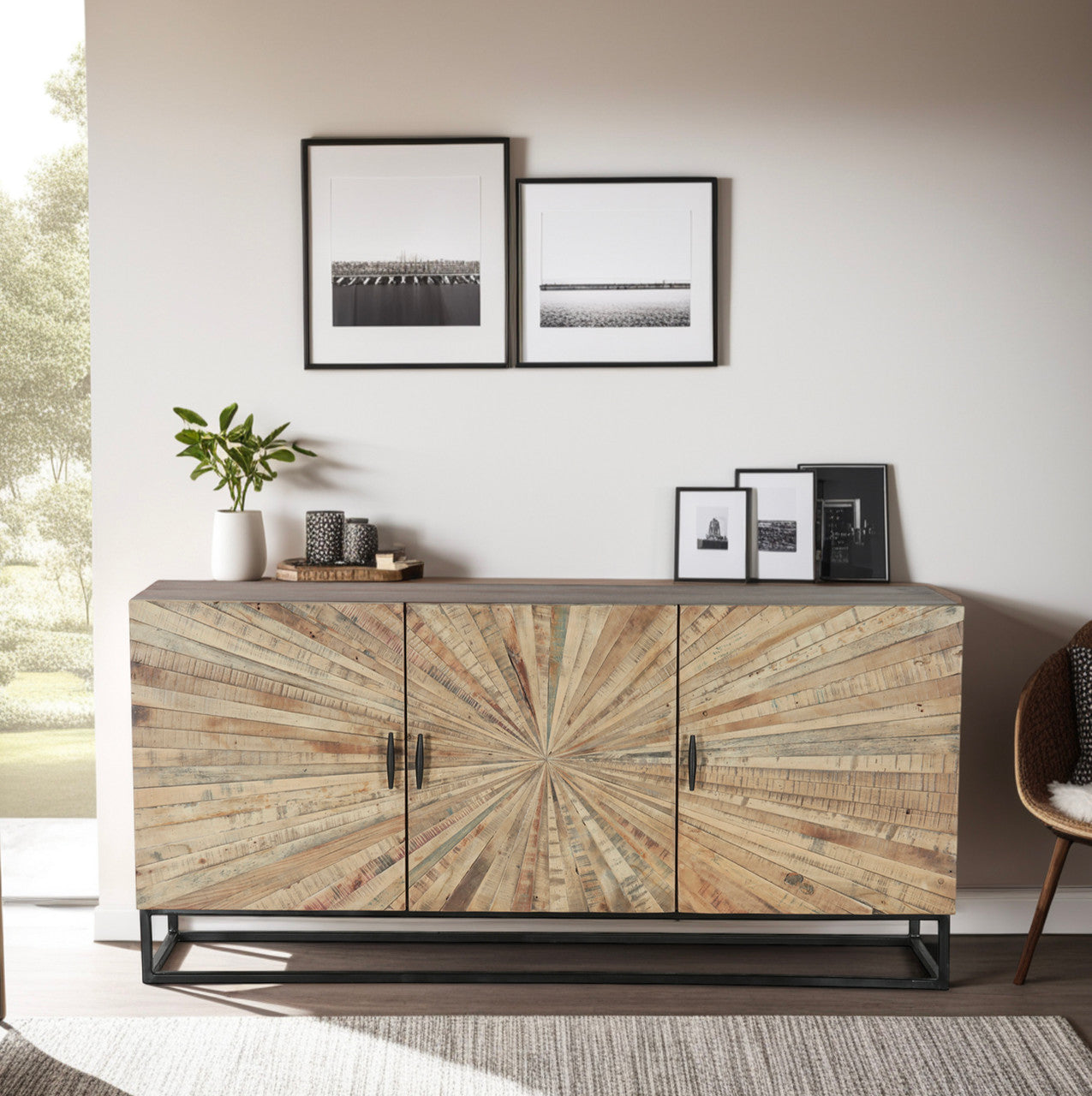 Jaipur Sunburst 63" Sideboard in Reclaimed Wood