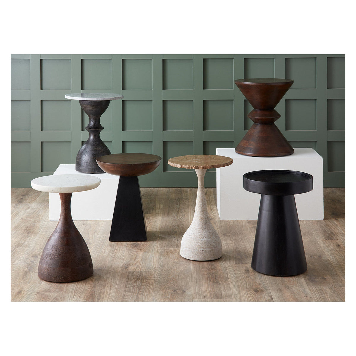 Jaipur 18" Round Accent Table in Two Tone
