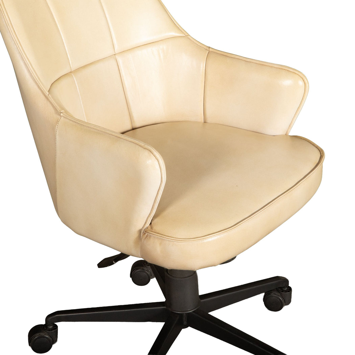 Kent Swivel Desk Chair in Antique Ivory Leather - image 3