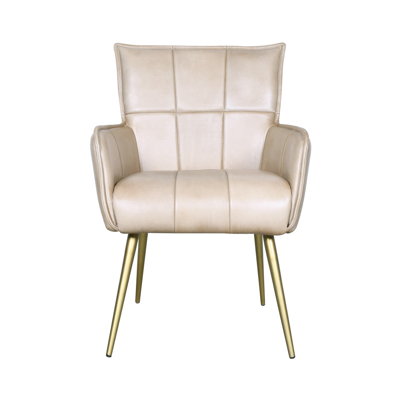 Kent Surrey 23" Armchair in Antique Ivory Leather and Gold Legs