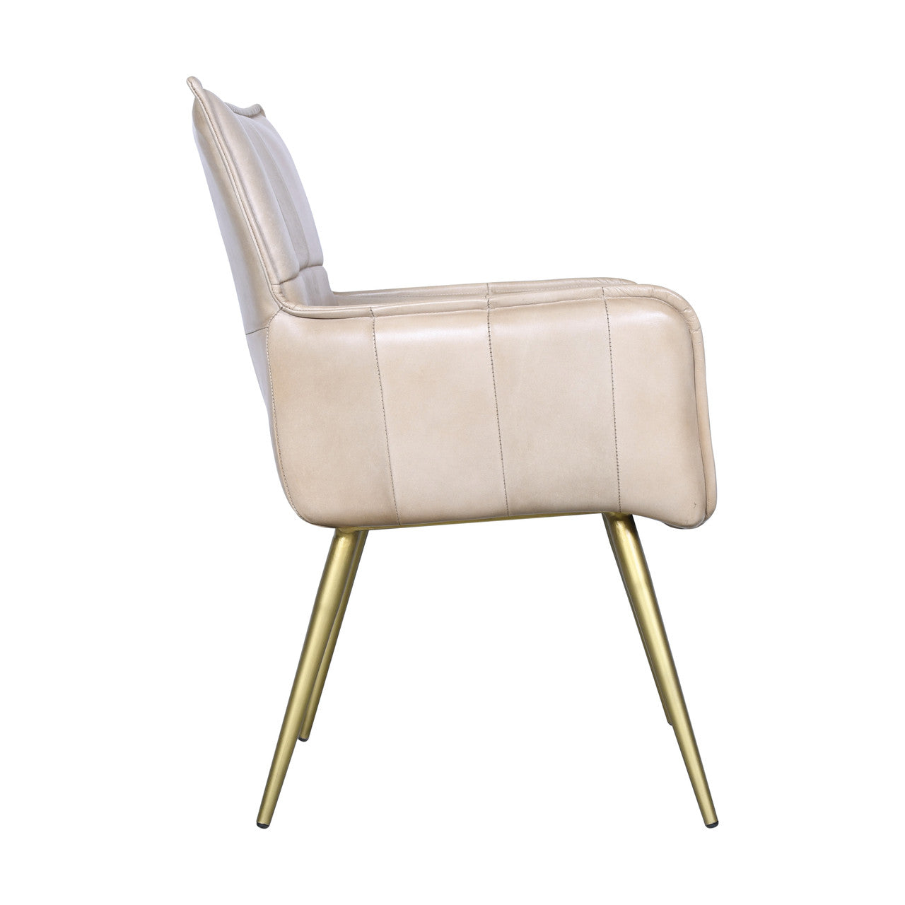 Kent Surrey 23" Armchair in Antique Ivory Leather and Gold Legs