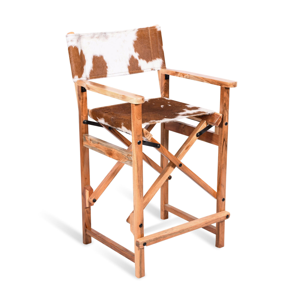 Leeds 23" Folding Counter Chair in Brown Hair on Hide - image 2