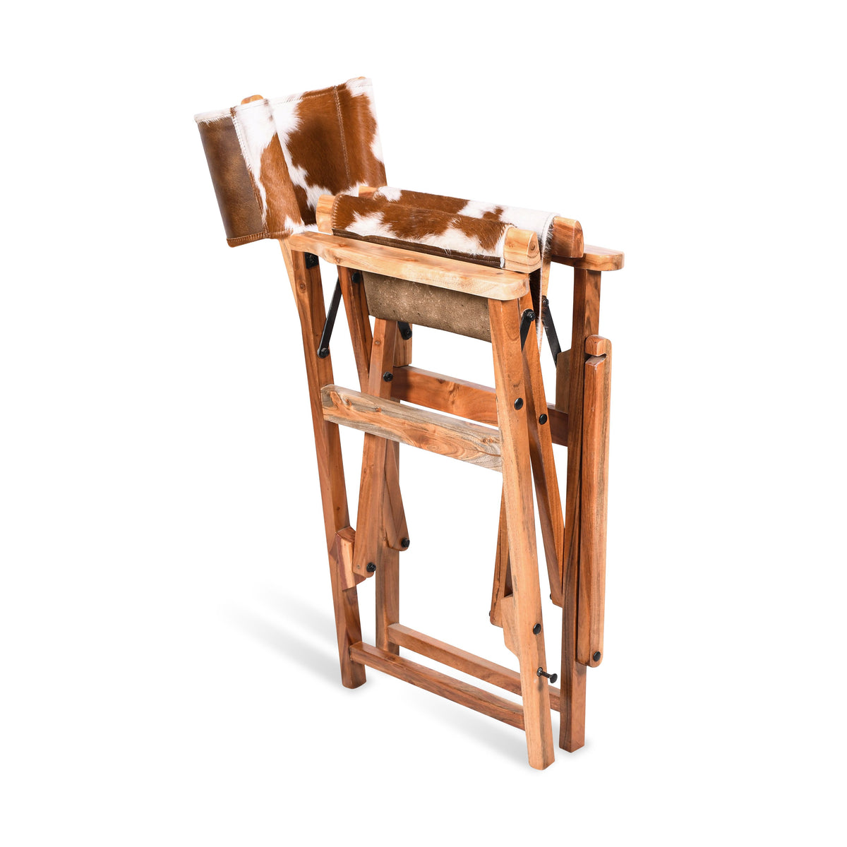 Leeds 23" Folding Counter Chair in Brown Hair on Hide - image 3