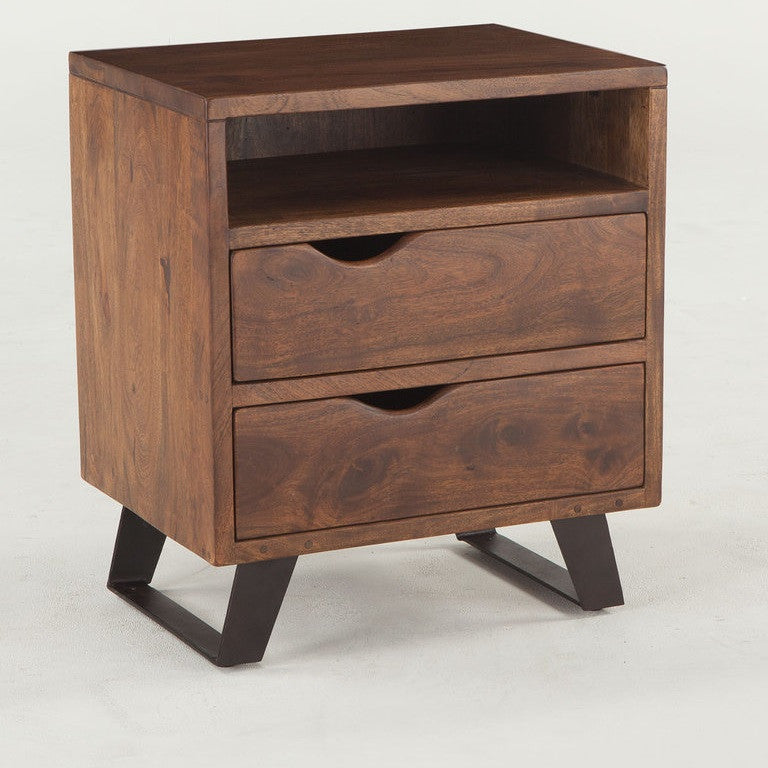 Brooklyn Loft Solid Wood 2 Drawer Nightstand
