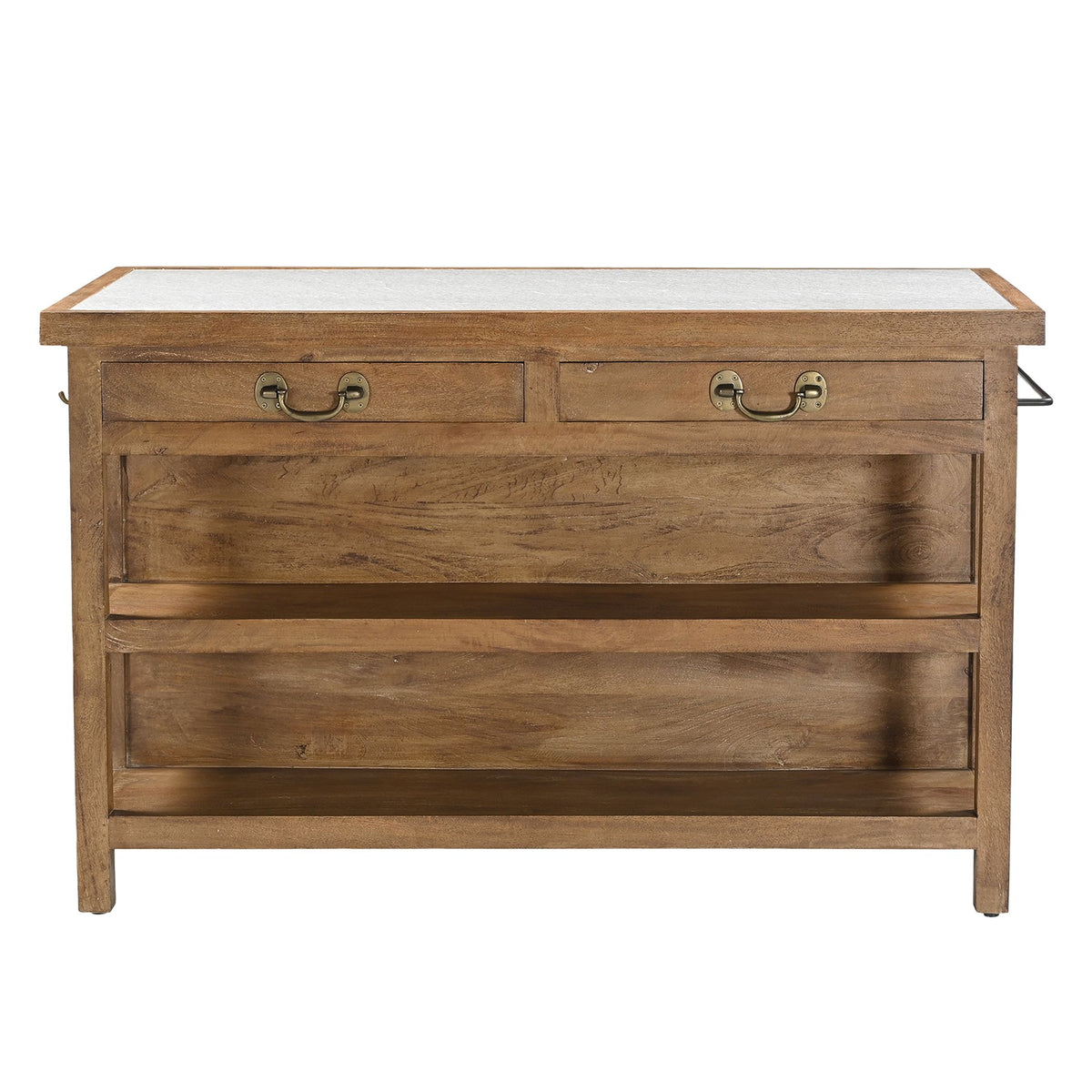 Manila 58" Kitchen Island Table with White Marble Top and Natural Mango Base - image 2
