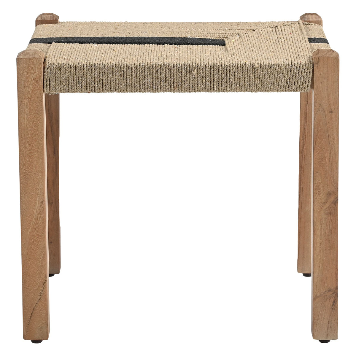Manila 20" Ottoman Stool in Woven Natural and Black Rope - image 2