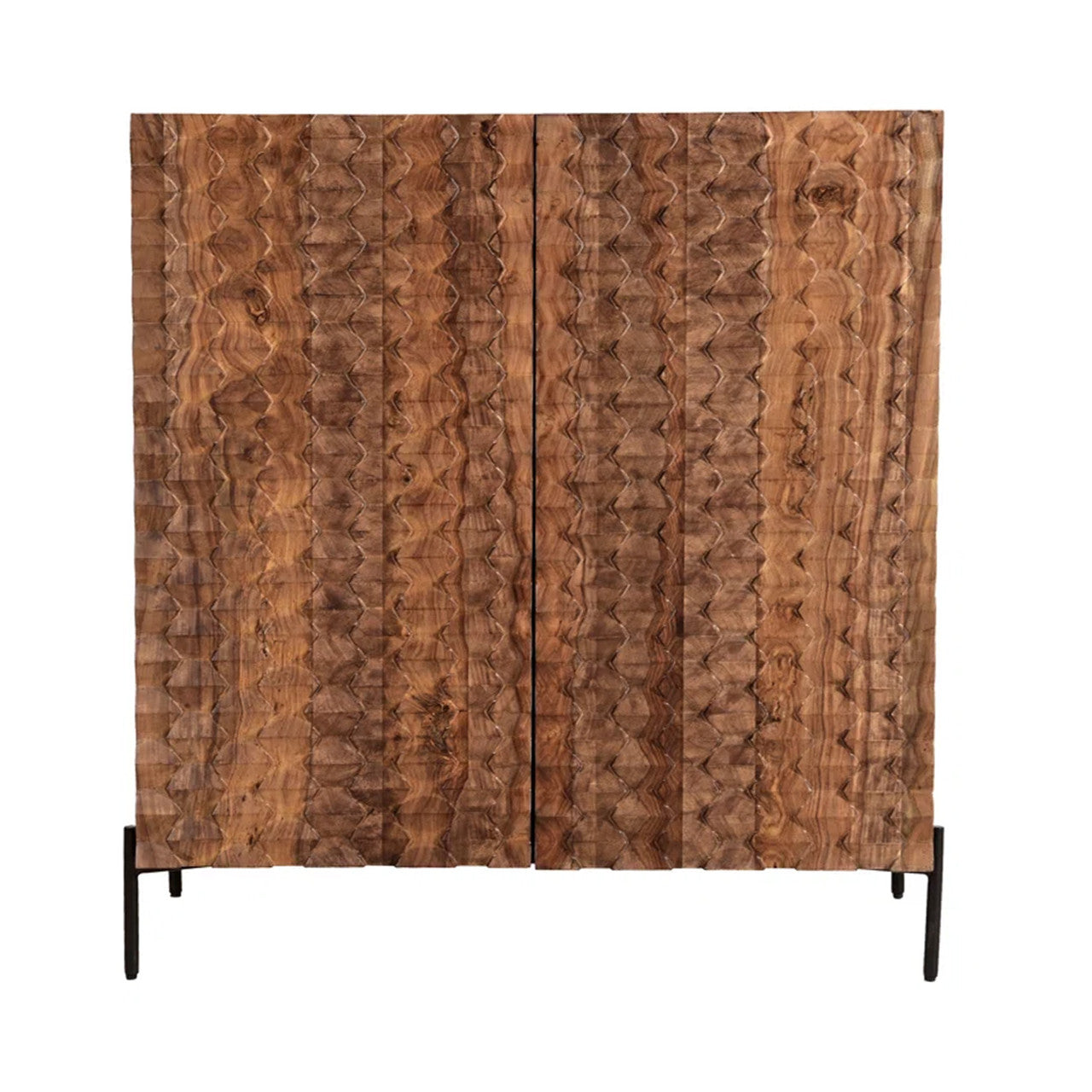 Miles 39" Bar Cabinet in Carved Brownstone