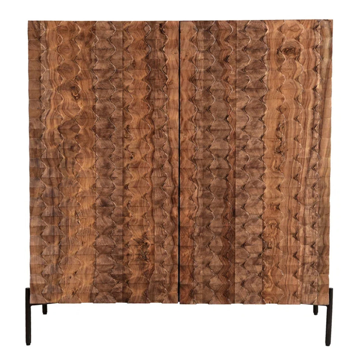Miles 39" Bar Cabinet in Carved Brownstone