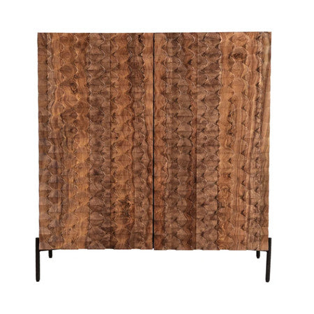 Miles 39" Bar Cabinet in Carved Brownstone