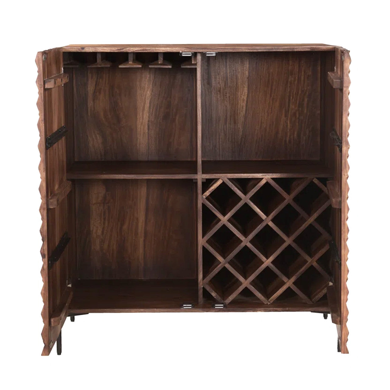 Miles 39" Bar Cabinet in Carved Brownstone