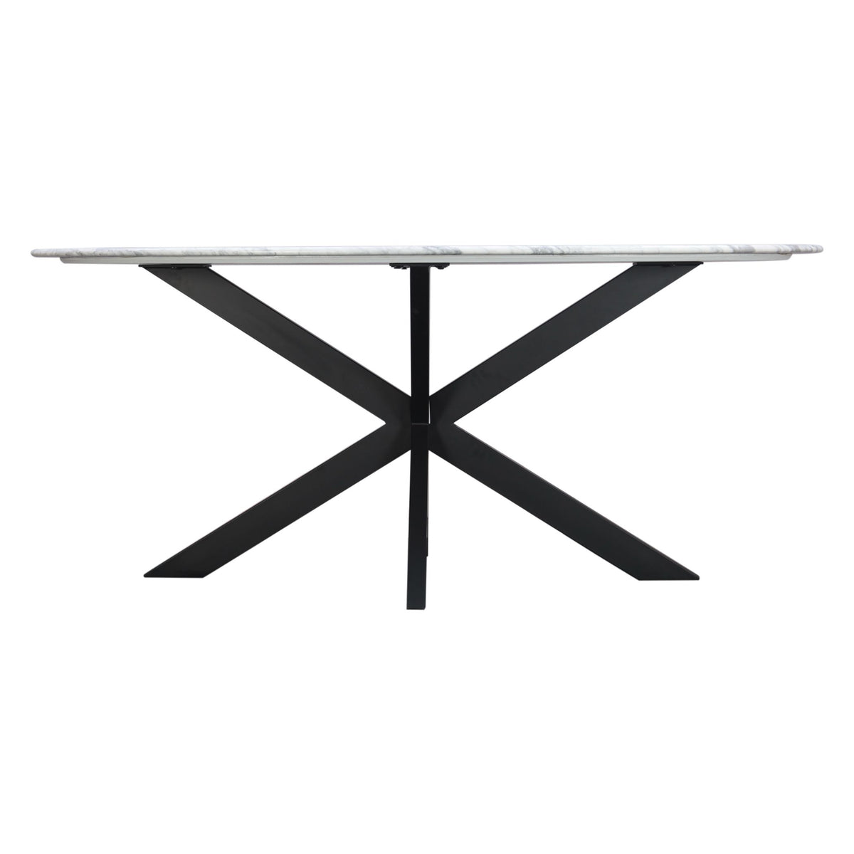 Malibu 70" Oval Dining Table in Satvario White Marble with Black Base - image 2
