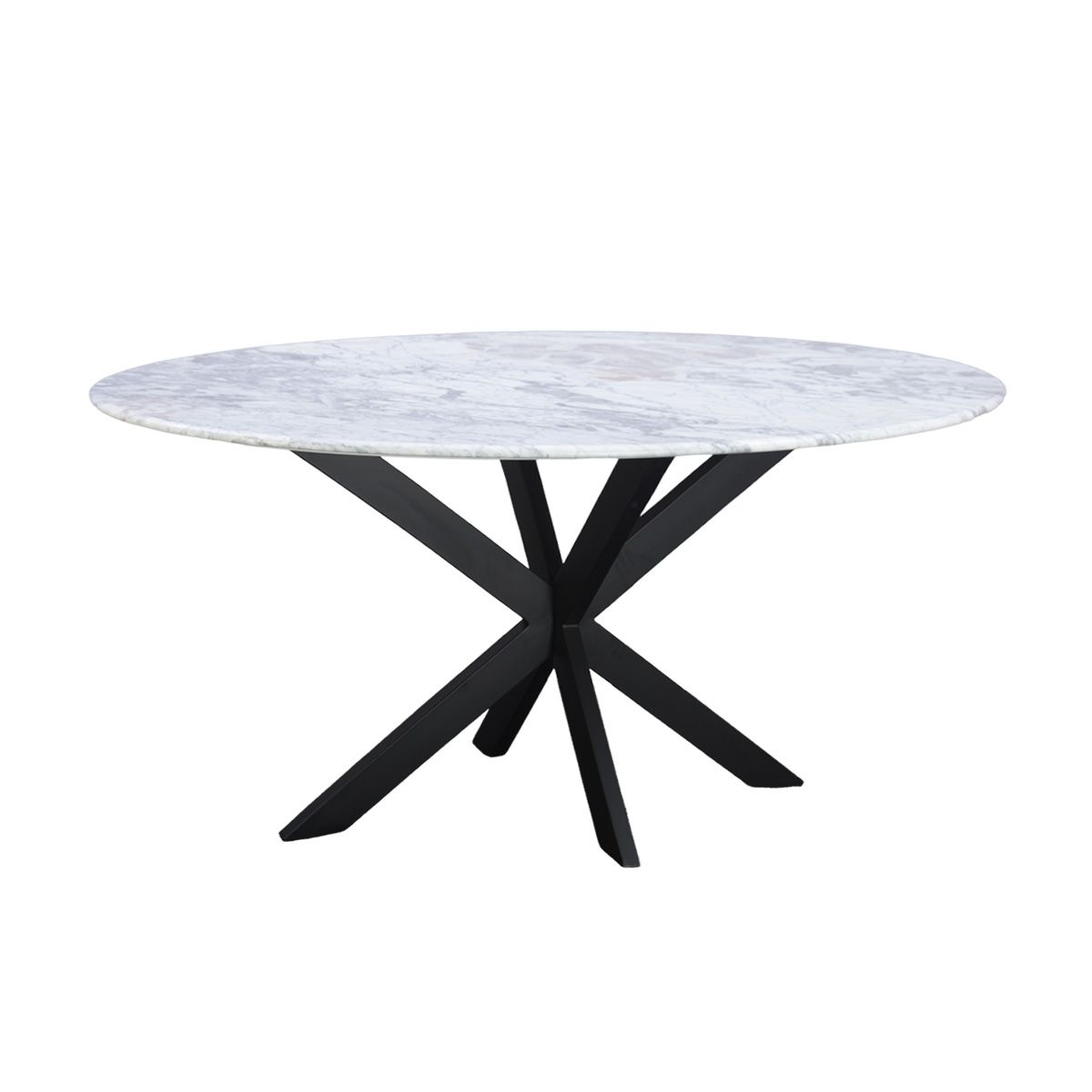 Malibu 70" Oval Dining Table in Satvario White Marble with Black Base - image 3