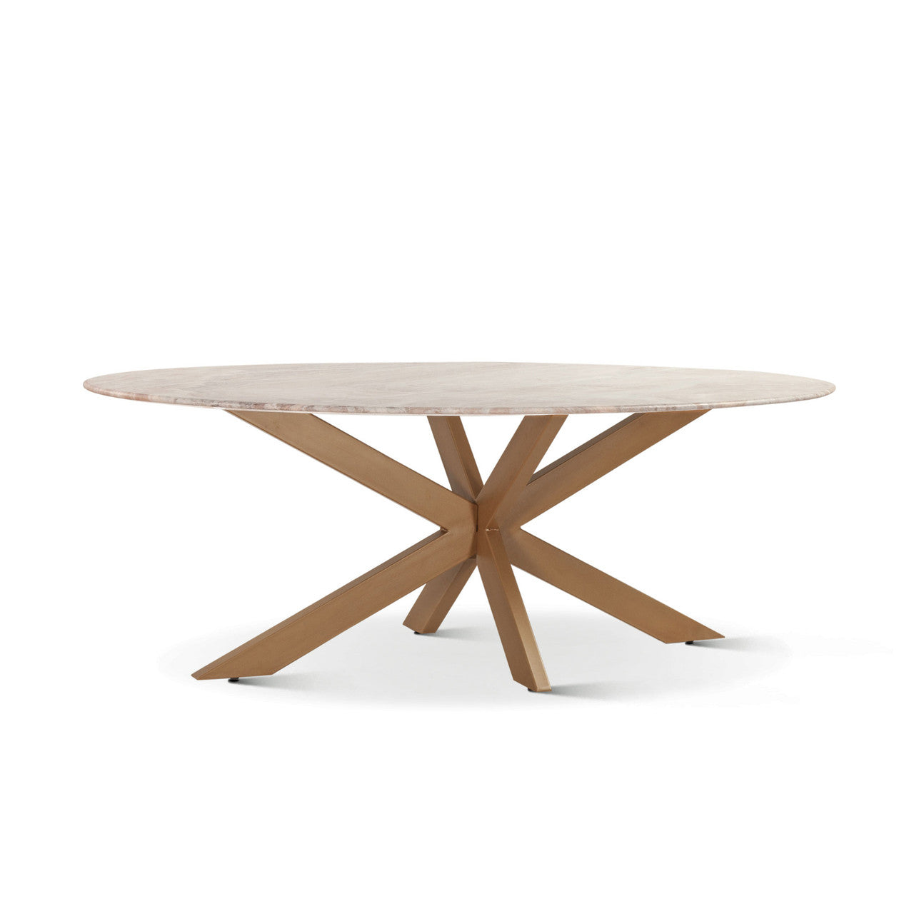 Malibu 70" Oval Dining Table in Sawar Marble with Antique Gold Base