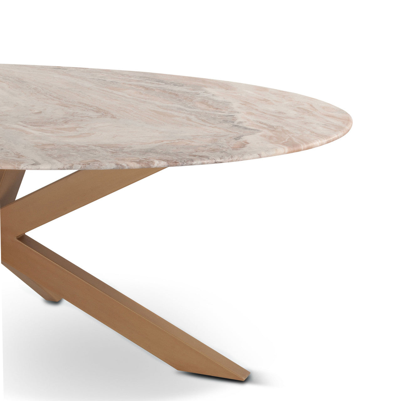 Malibu 70" Oval Dining Table in Sawar Marble with Antique Gold Base