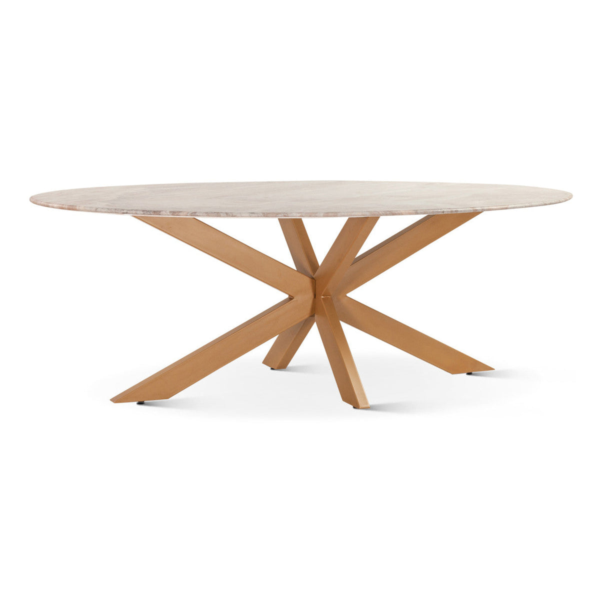 Malibu 90" Iron and Marble Oval Dining Table