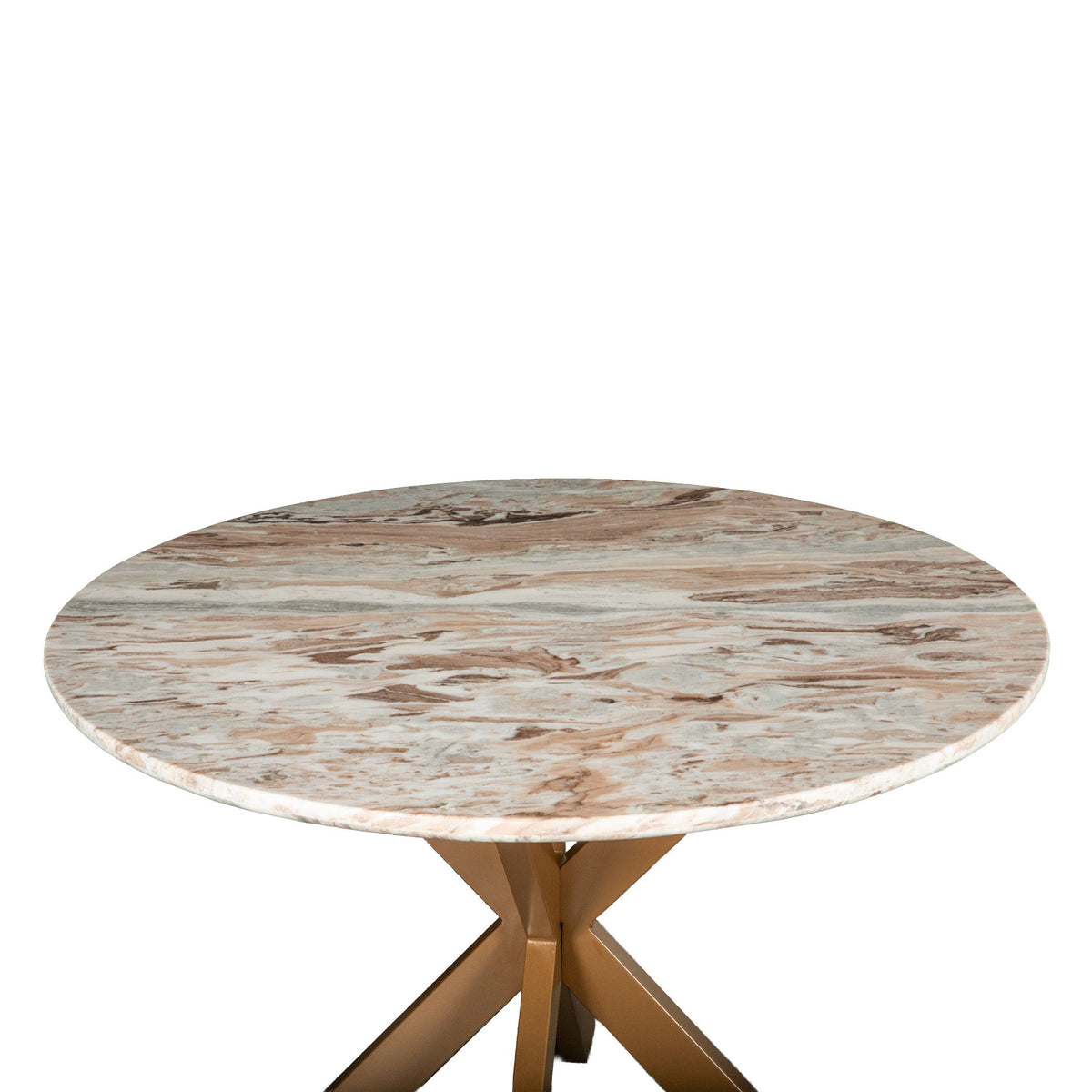 Malibu 48" Round Table in Sawar Marble with Antique Gold Base - image 2