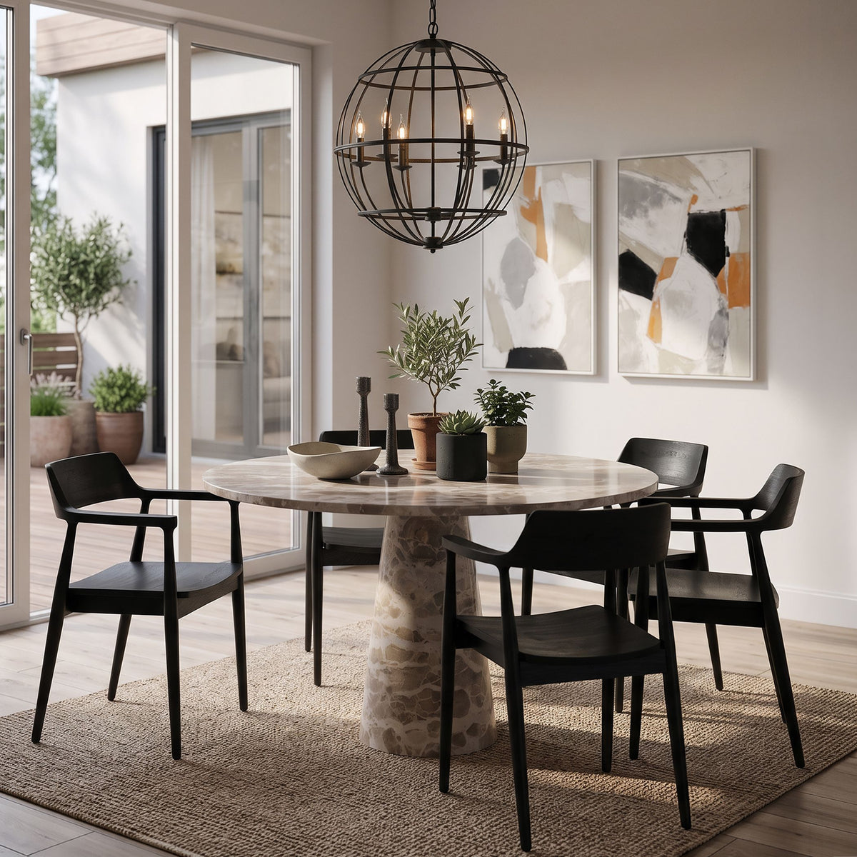 Nile 48" Round Dining Table in Capri Beige Marble - image 3