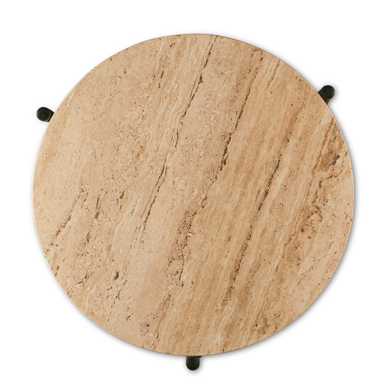 Nola 18" Side Table Table in Travertine Stone and Iron