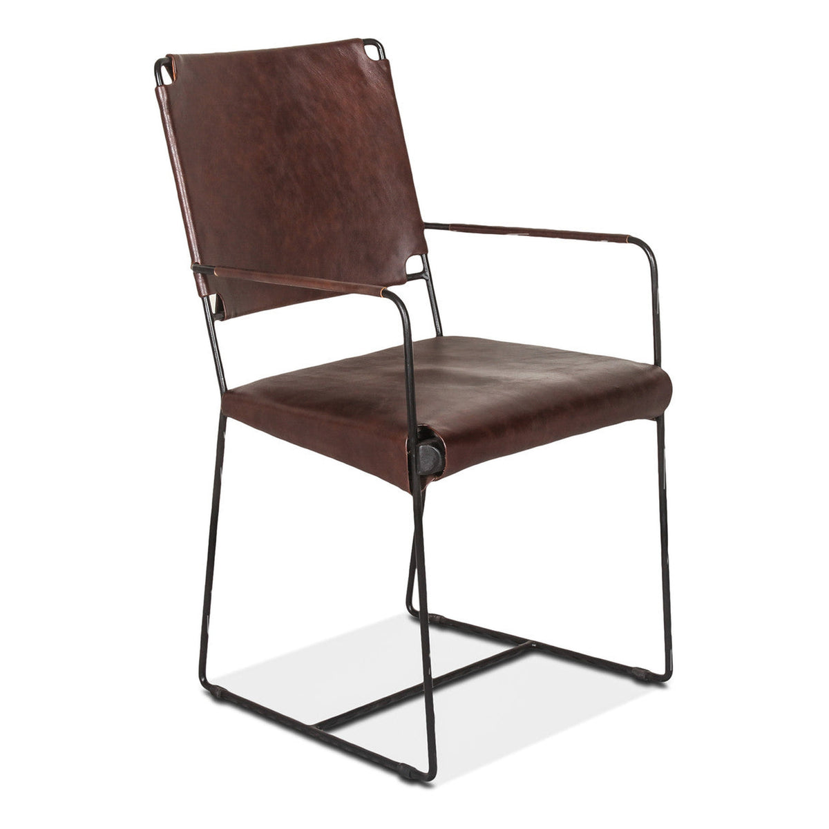 New York 20" Dining Armchair in Chocolate Leather