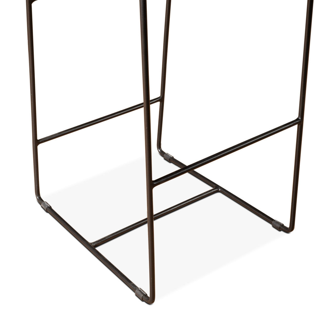 New York 18" Bar Chair in Brown Buffalo Leather and Iron