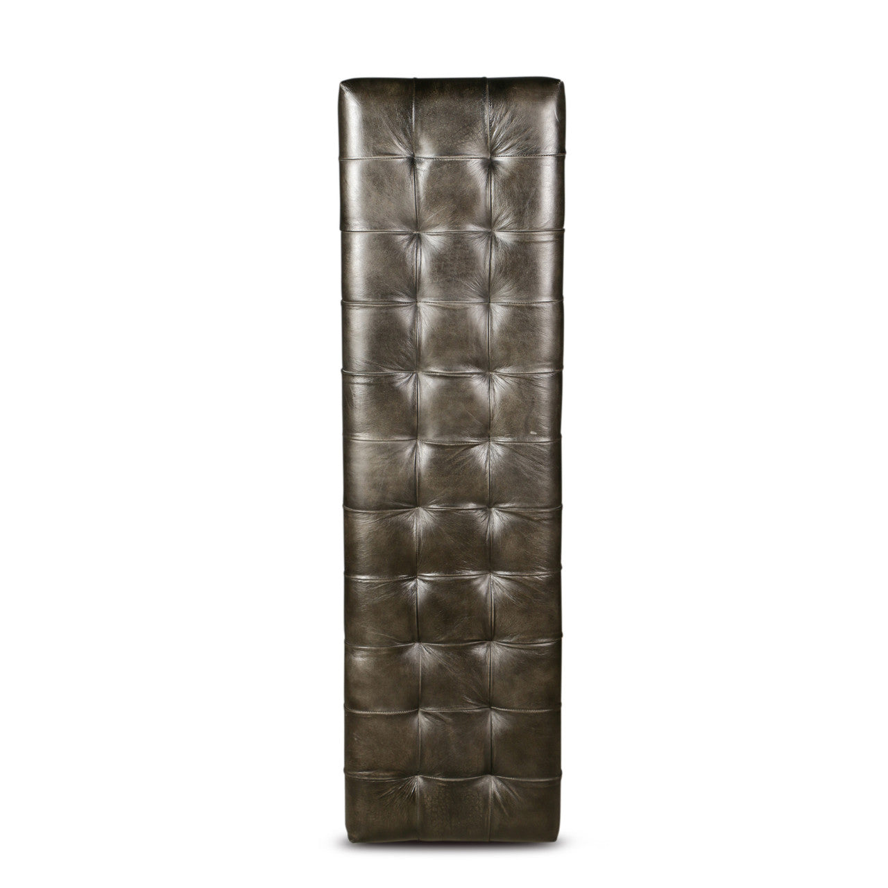 New York 54" Bench in Black Leather and Iron