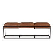 New York 62" Bench in Cognac Leather and Iron