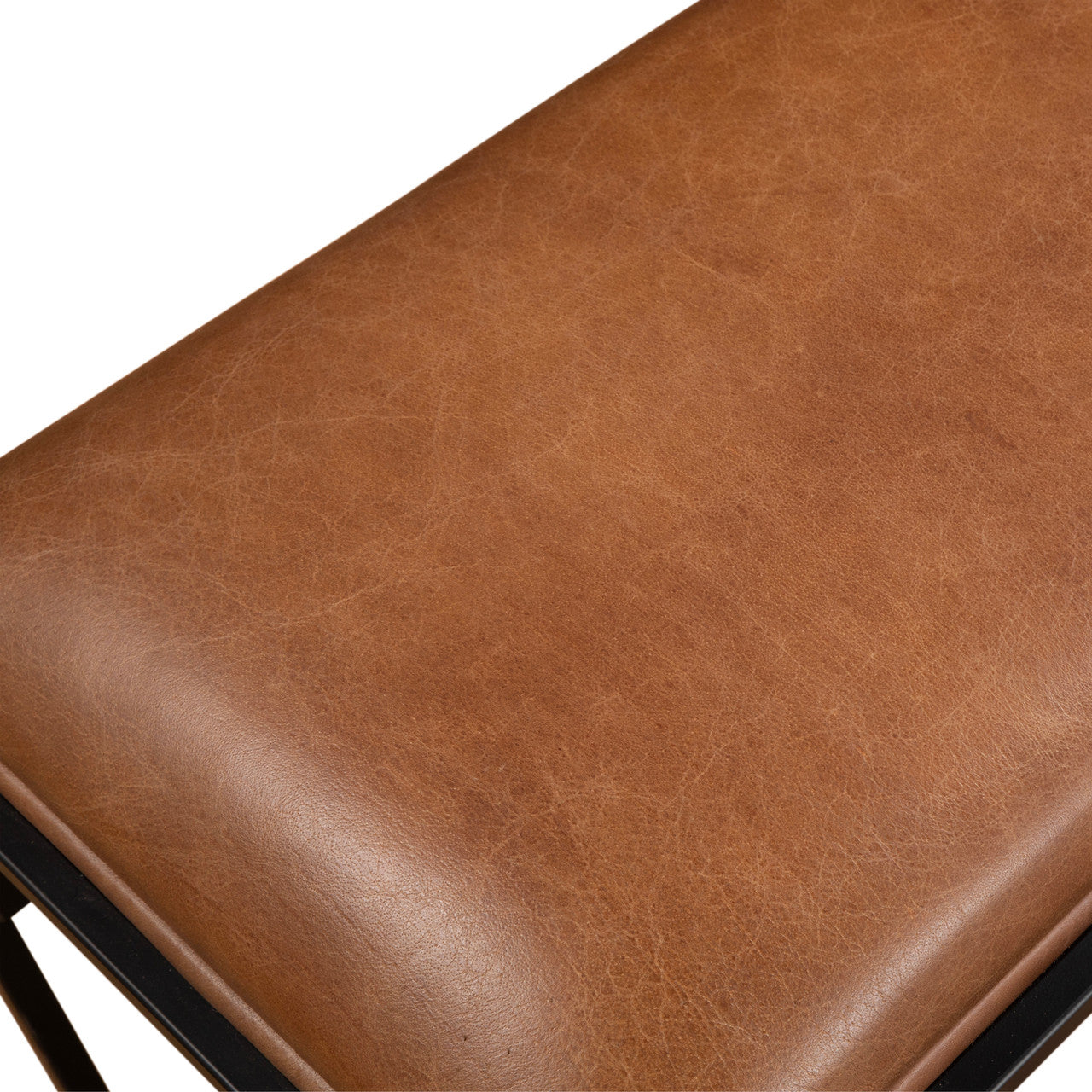 New York 62" Bench in Cognac Leather and Iron