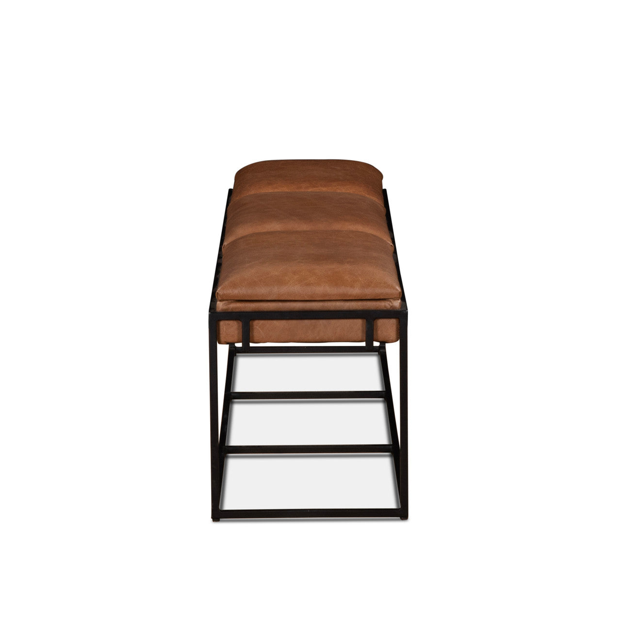 New York 62" Bench in Cognac Leather and Iron