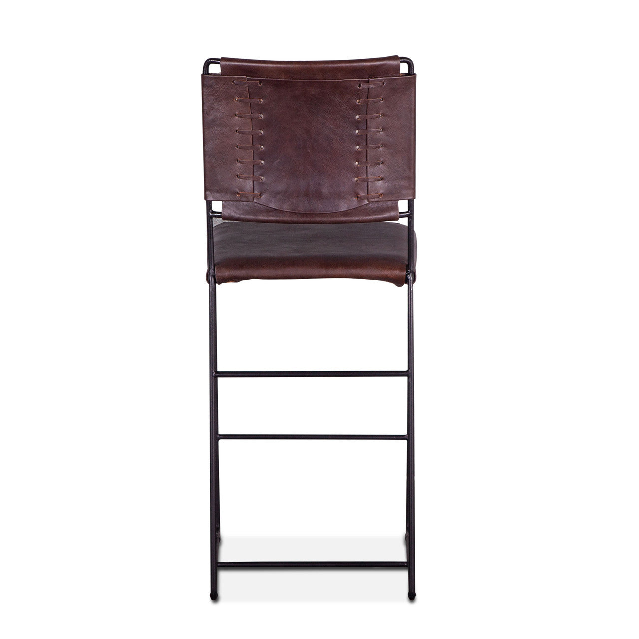 New York 17" Counter Chair in Chocolate Top Grain Leather and Iron